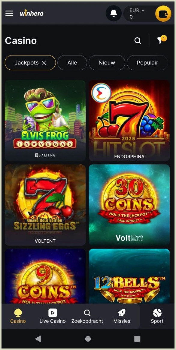Grote winsten met jackpot-slots bij Winhero