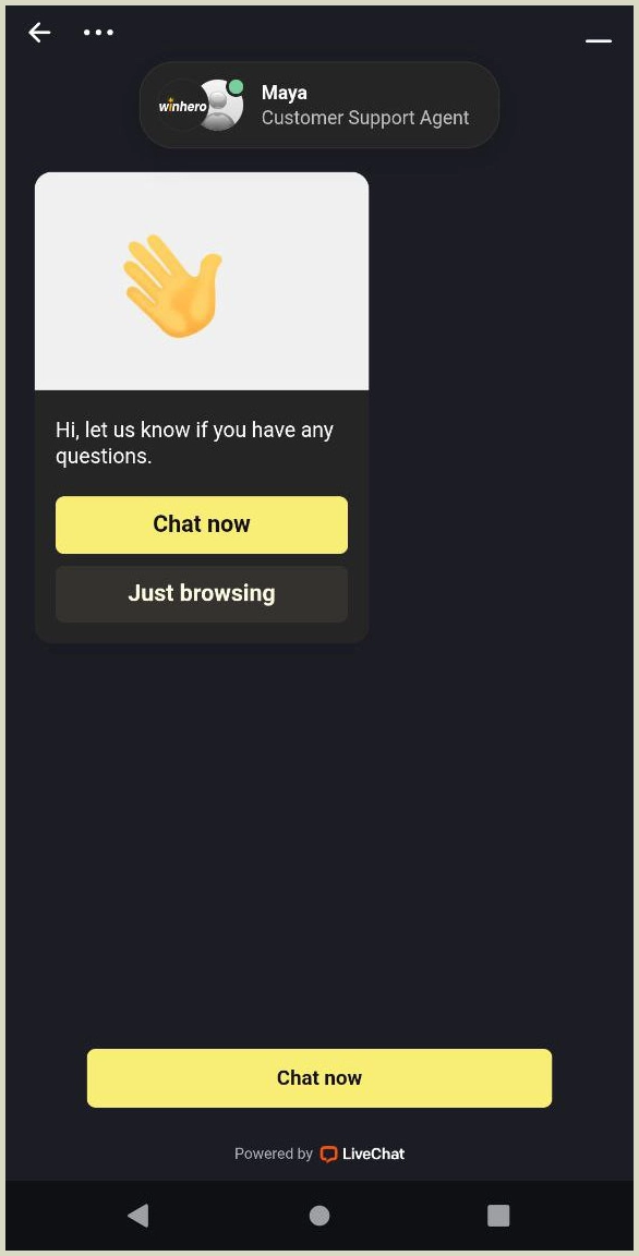 Klantenservice en chatfunctie bij WinHero