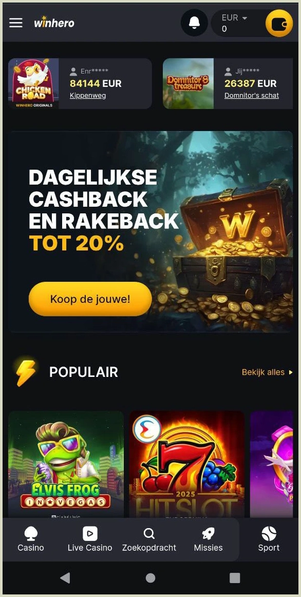 Bonus voor nieuwe spelers bij Winhero Casino vandaag beschikbaar